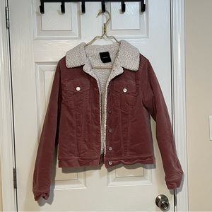 F21 Pink Sherpa Corduroy Jacket